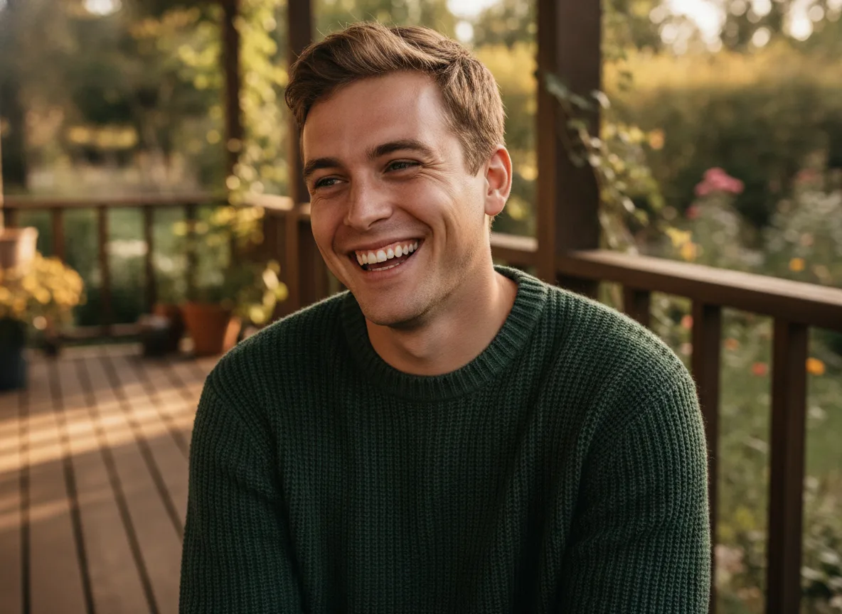 Smiling man outdoors in natural light